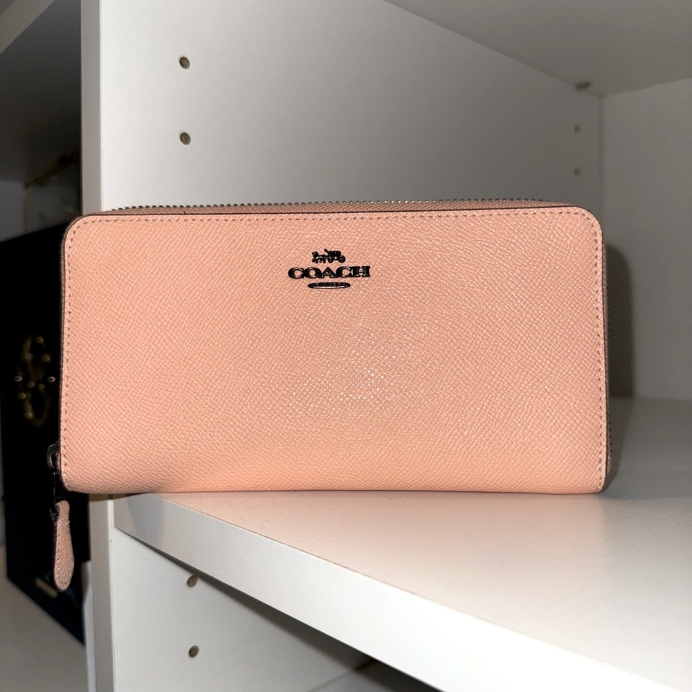 Coach Pink Leather Wallet with Zip-Around Design